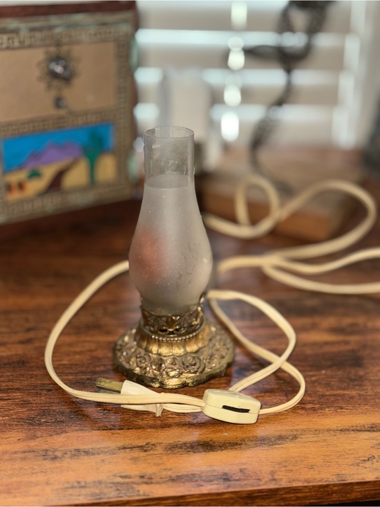 Other - Vintage Matson Ornate Metal Base Electric Table Lamp with Frosted Glass Shade